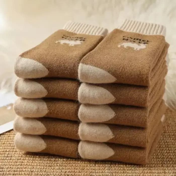 5 paires de chaussettes chaudes en poils de chameau pour hommes et femmes