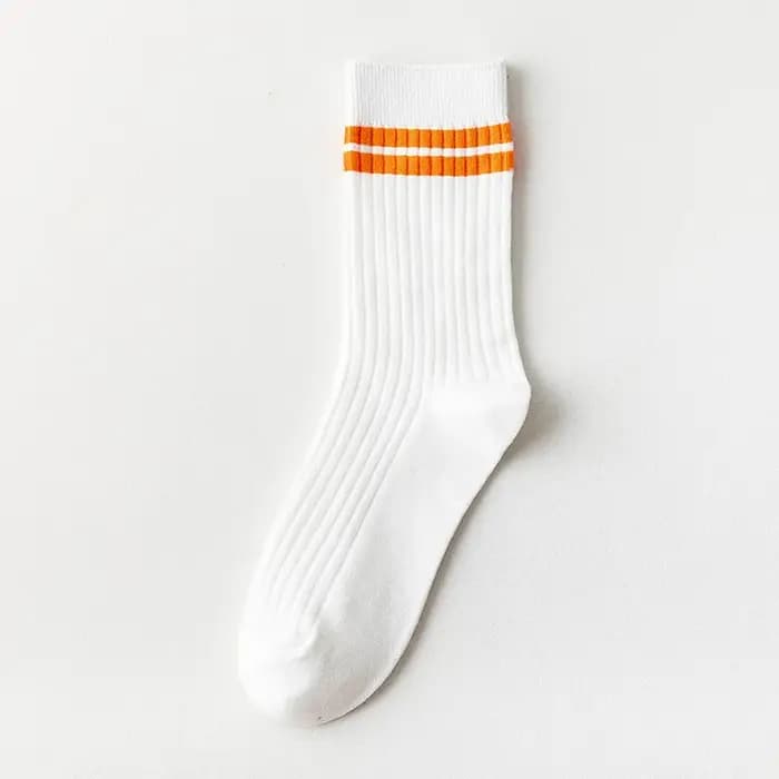 Chaussettes de Sport à rayures blanches et Orange pour femmes