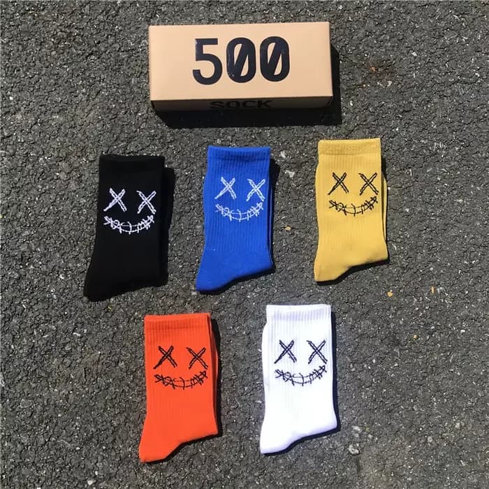 Chaussettes de basket-ball en coton avec visage brodé pour hommes