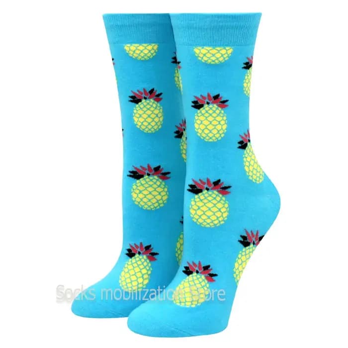 Femmes chaussettes drôle mignon dessin animé Fruits banane citron ananas avocat nourriture heureux japonais Harajuku