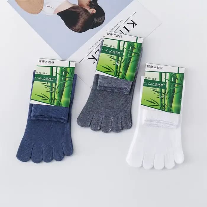 Chaussettes respirantes en coton à cinq doigts pour hommes