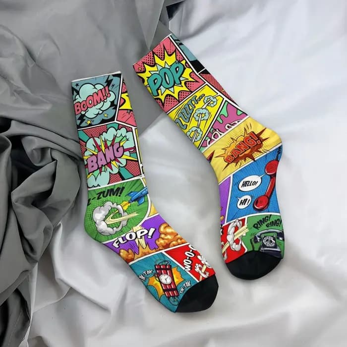 Chaussettes pour hommes à imprimé pop art cartoon