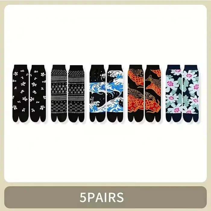 3/5 paires de chaussettes mi-mollet en coton à orteils séparés