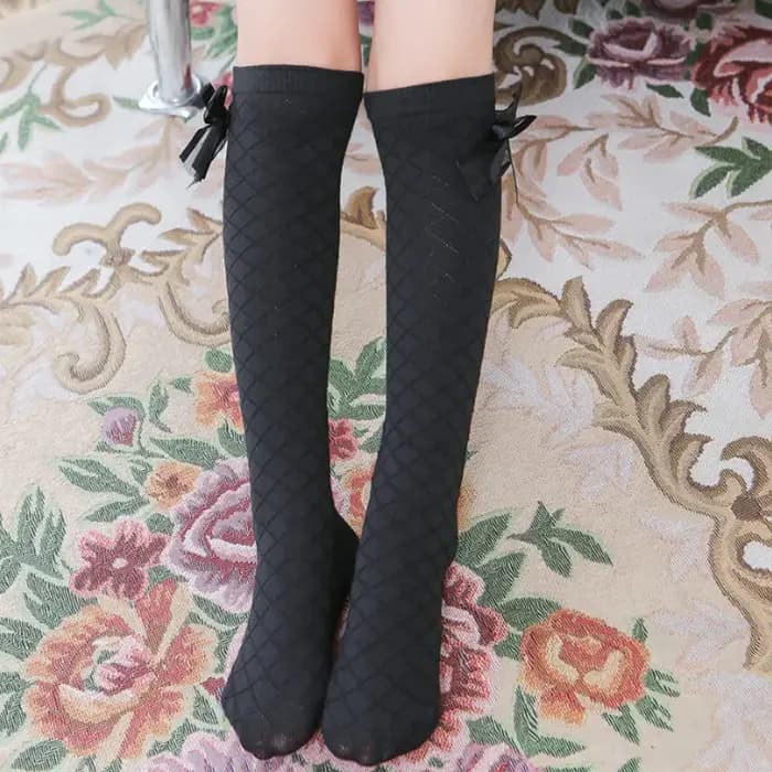 Chaussettes hautes à nœud papillon pour filles