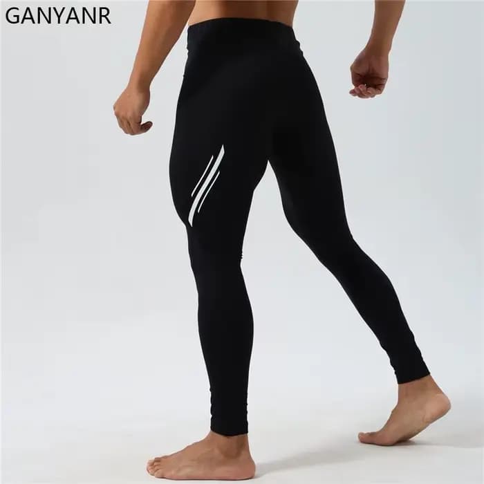 GANYANR-Leggings de compression pour homme, collant de course, de fitness, d'entraînement, thermique, pour temps froid, hiver, pantalon de sport, athlétique, long