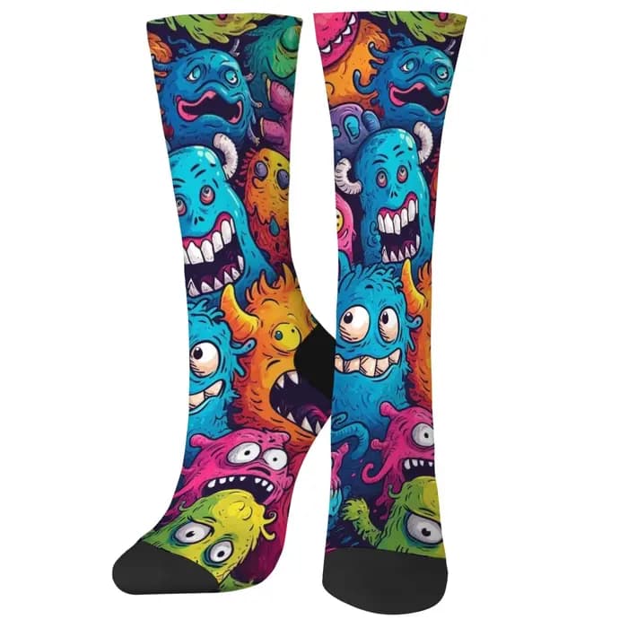 Happy Monster Cartoon Chaussettes Harajuku Hip-Hop Style Nouveauté