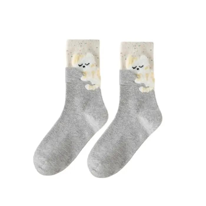 Mignon coton petit chat chaussettes drôle 3D chaton chiot oeuf boule