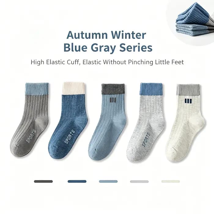 5 paires de chaussettes de sport pour enfants, simples et élégantes, adaptées à toutes les saisons, douces et confortables, chaussettes pour garçons, design à rayures verticales