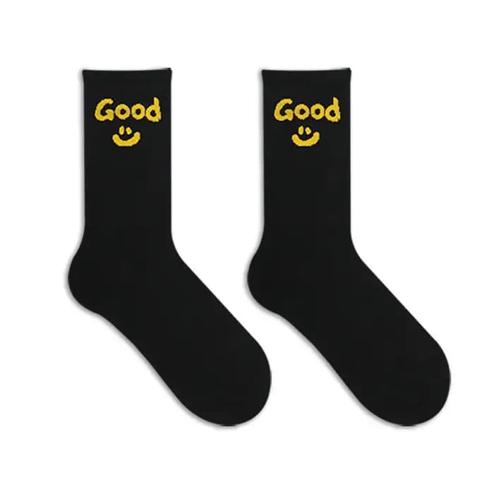 Chaussettes Drew House American Streetwear avec visage de personnage de dessin animé et lettres, pour un style décontracté et sportif, en pur coton