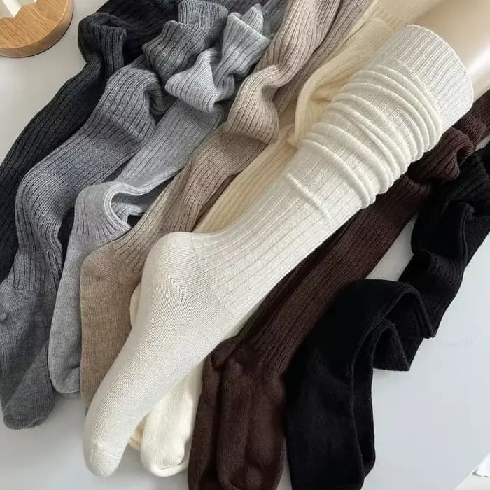 Bas hauts pour femmes, chaussettes longues à rayures verticales blanches