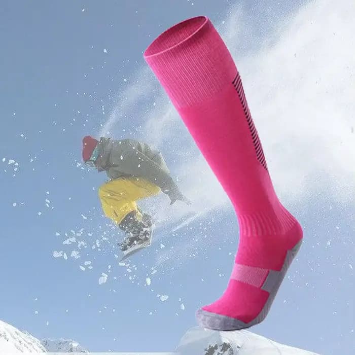 Chaussettes thermiques de sports d'hiver professionnels pour hommes et femmes, chaussettes longues de ski, chaussettes de cyclisme VTT en plein air, bas de course et de football, noir et rouge
