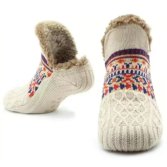 Chaussettes pantoufles d'intérieur antidérapantes pour hommes et femmes, chaussettes de couchage thermiques pour la maison, idéales pour Noël