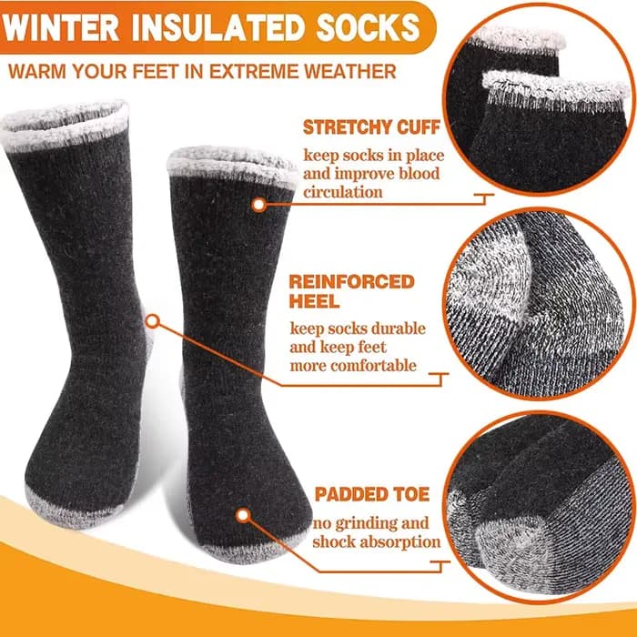 3 paires de chaussettes en laine mérinos Super épaisse pour hommes