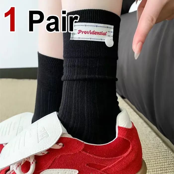 1/3 paires printemps automne femmes bouton étiquette mi Tube chaussette à la mode doux Style coréen
