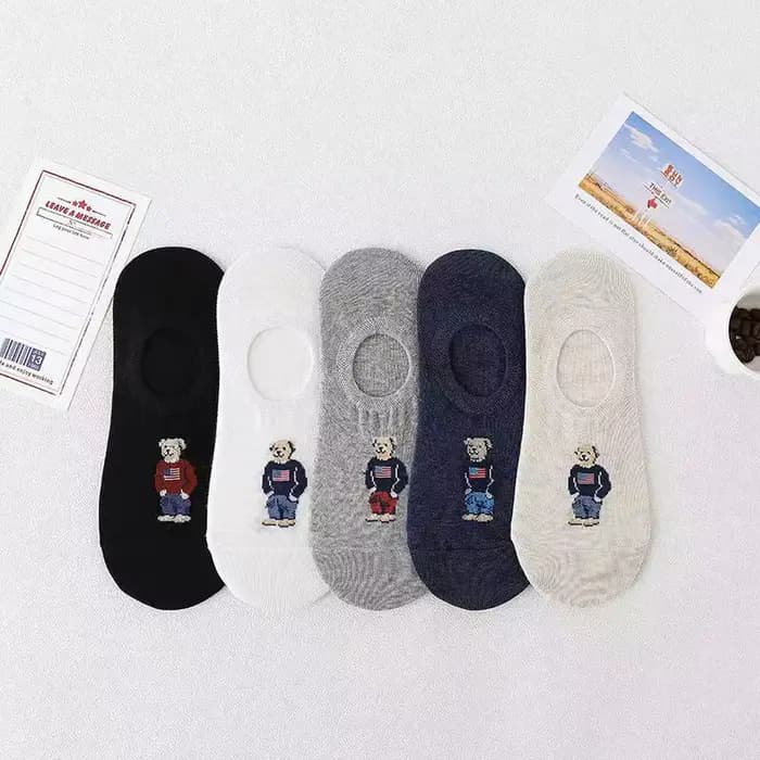 5 paires de chaussettes d'été en pur coton pour femmes, Style fin, ours de dessin animé, absorbant l