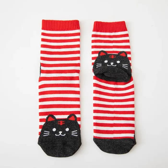 Chaussettes mi-mollet à imprimé animal pour femmes, chaussettes en coton, chaton rayé, chaud, confortable, décontracté, mignon, Kawaii, cadeau pour filles, automne, hiver