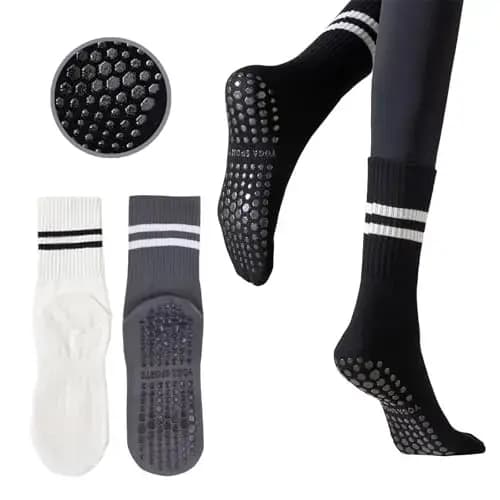 2 paires de chaussettes Pilates pour femmes avec poignées