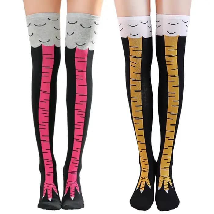 Chaussettes longues en coton avec patte de poulet pour femmes