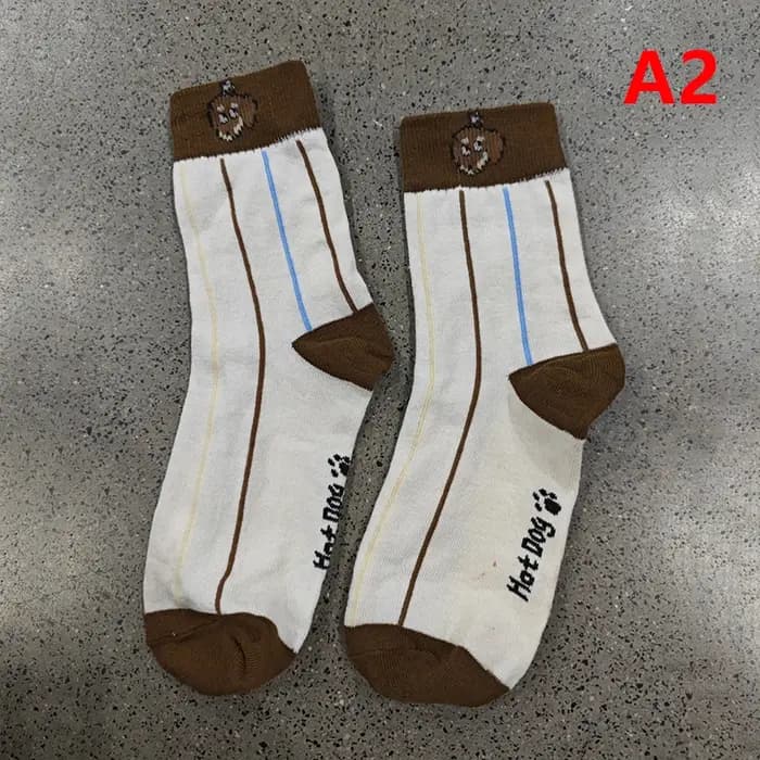1 paire de chaussettes amusantes en coton avec motif de chien teckel, chaussettes imprimées de dessins animés, chaussettes chaudes d'automne et d'hiver, chaussettes mignonnes pour couple