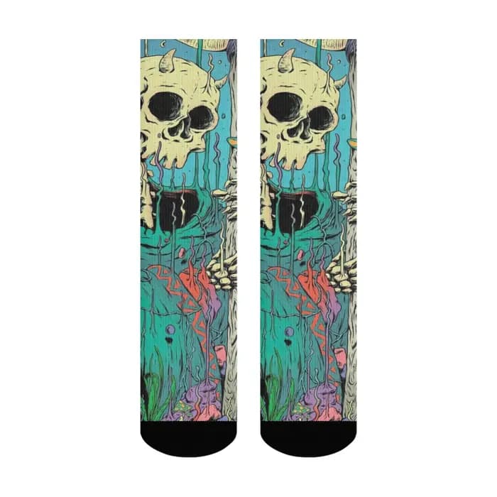 Chaussettes jarretelles décontractées de style rétro psychédélique Harajuku