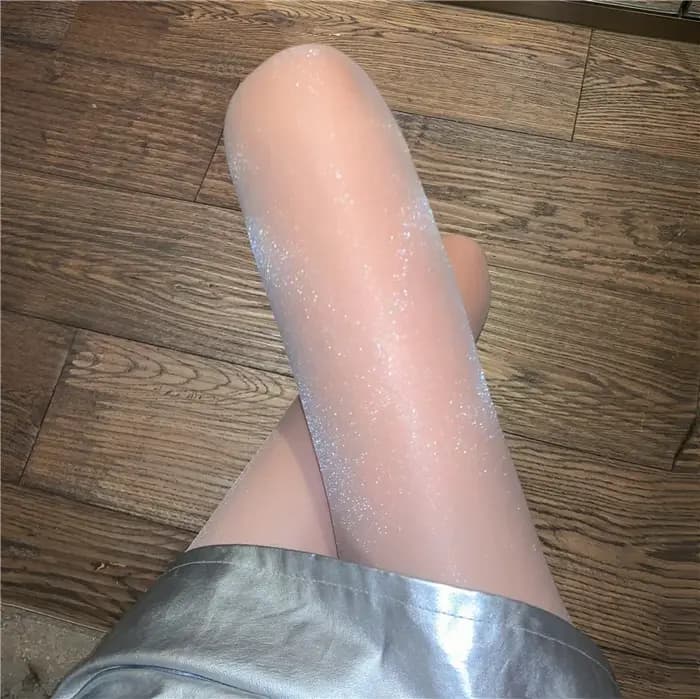 Chaussettes noires en dentelle scintillante pour femmes