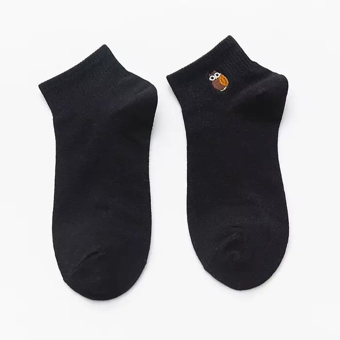Harajuku femmes chaussettes Kawaii mignon drôle broderie Animal coton chaussettes unisexe heureux dé