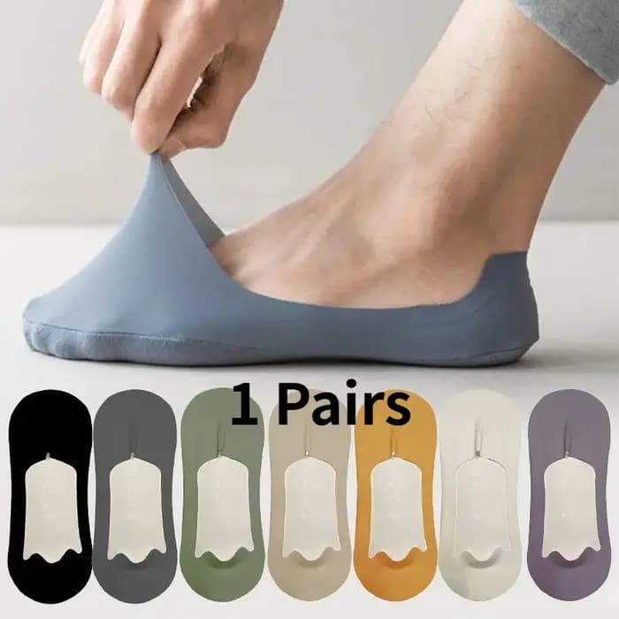 1/8/16 Paires de Chaussettes Bateau Ultra Fines en Soie Glacée pour Hommes