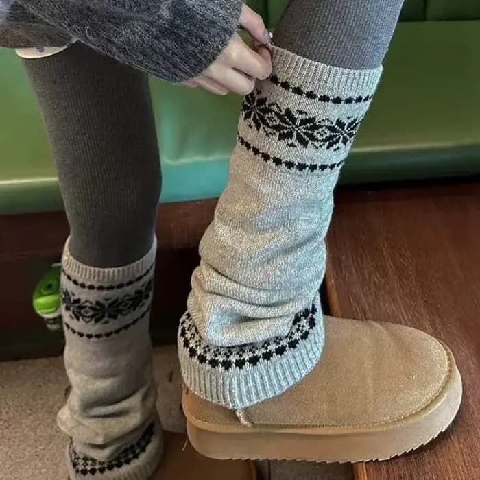 Jambières de noël en laine pour femmes et filles