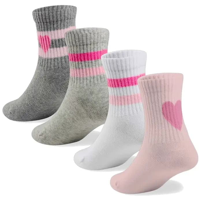4 paires de chaussettes de sport longues pour filles roses