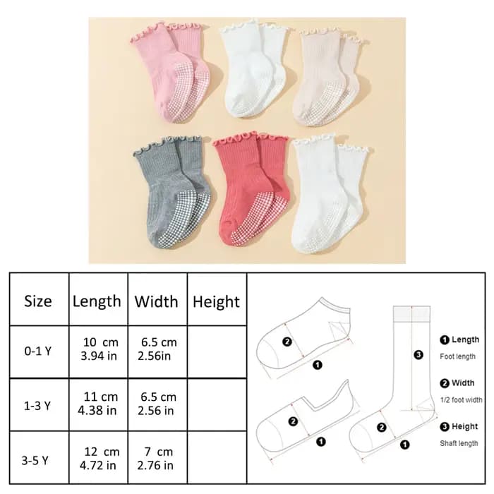 6 paires de chaussettes en coton pour filles avec dentelle