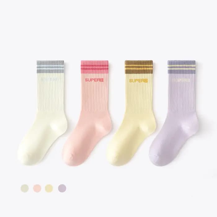 Lot de 4 paires de chaussettes mi-mollet pour filles, colorées et douces, idéales pour le sport et la mode, pour enfants de 3 à 12 ans, collection printemps-automne