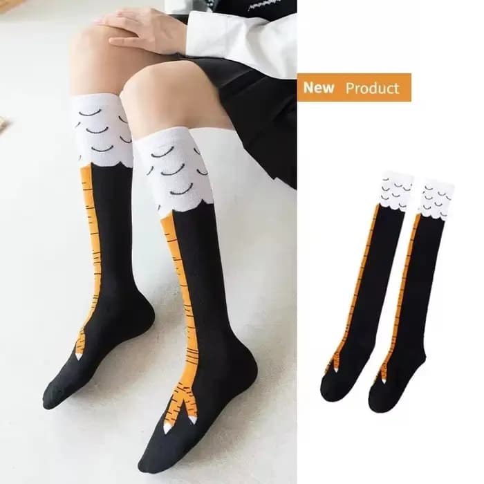 Chaussettes tendance pour femmes, longueur aux genoux, pieds de poulet, drôles, personnalisés, réali