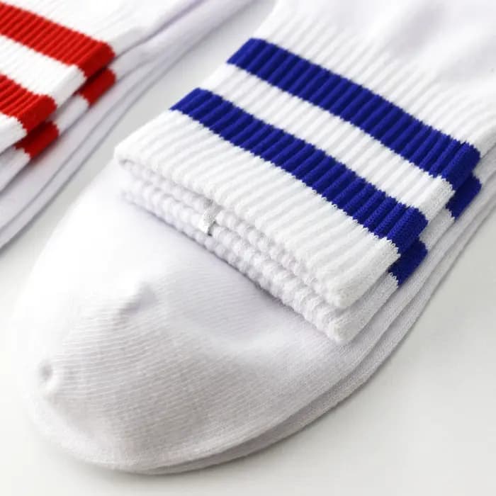Hommes chaussettes Vintage Streetwear Skate Shcool Designer Punk garçon deux rayures sport Hip Hop athlétique blanc