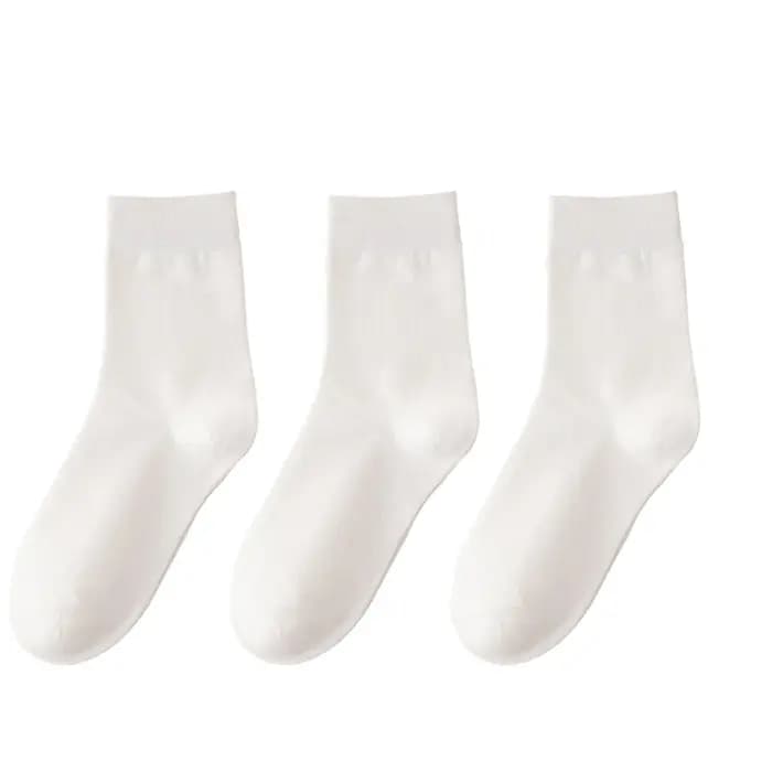 Chaussettes femme coton couleur unie automne printemps doux respirant