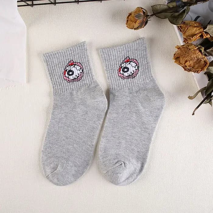 Harajuku – chaussettes courtes à motifs pour femmes, avec lettres de dessin animé, en coton, Cool, Hipster, Skateboard, cheville, amusantes