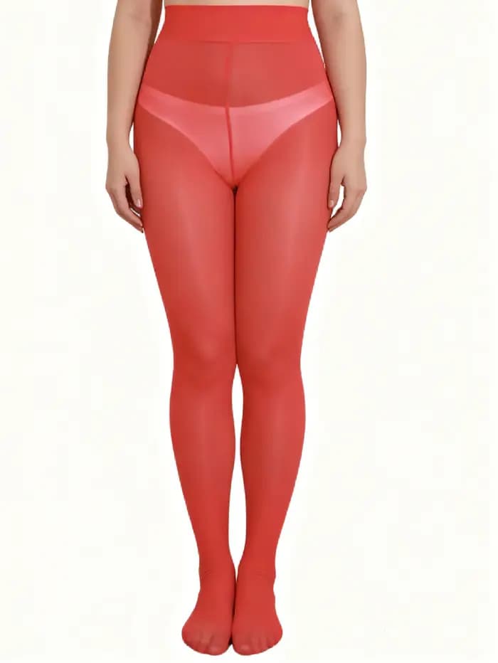 1 collant opaque rouge taille haute pour femme