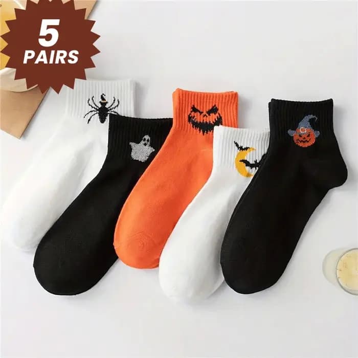 5 paires de chaussettes fantaisie d'Halloween pour hommes : modèles effrayants