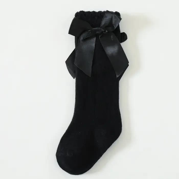 Chaussettes hautes en coton avec gros nœud pour enfants