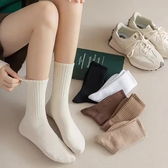 Femmes hommes chaussettes élastiques couleur unie mode classique rayé JK