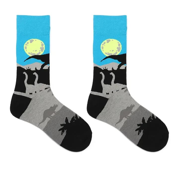 AB Cotton Causal Fashion【1 paire】 Chaussettes amusantes pour hommes, motif animaux dinosaures, chaussettes standard pour garçons, style street skateboard