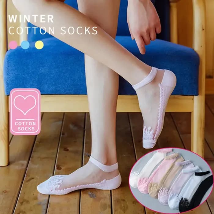 5 paires de chaussettes d'été mignonnes et amusantes en maille pour femmes