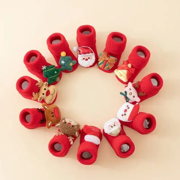 1 paire nouveau-né coton hiver bébé filles garçons enfants chaussettes antidérapantes infantile noël père noël pantoufles chaudes enfants chaussette