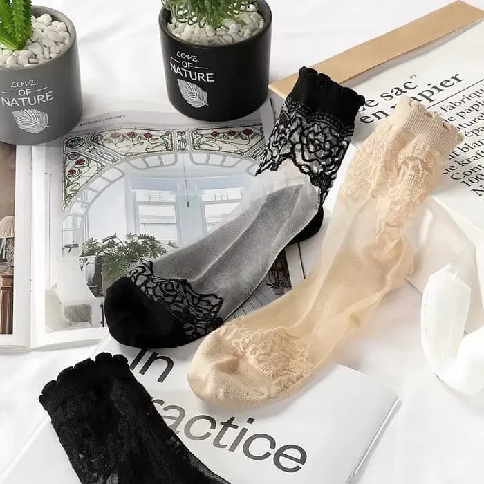 Chaussettes transparentes en dentelle invisible à volants doux