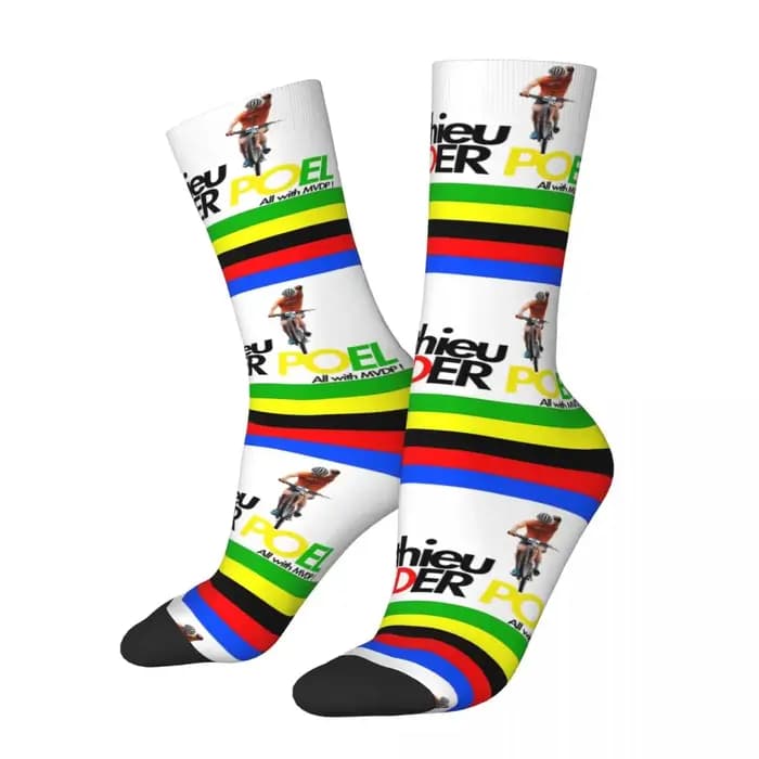 Mathieu Van Der Poel cycliste MVDP hommes femmes chaussettes coupe-vent nouveauté printemps été automne hiver bas cadeau