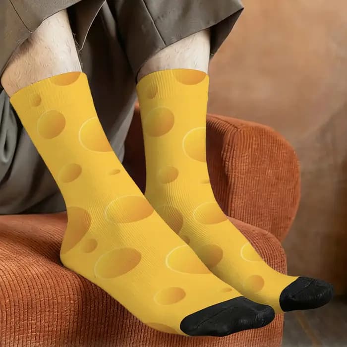 Chaussettes mi-mollet pour hommes à imprimé dessin animé mignon et amusant