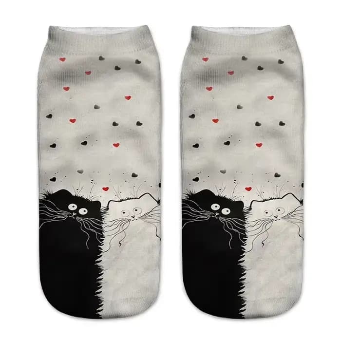 Chaussettes chat drôle femme mignon Kawaii 3D imprimé dessin animé chaton unisexe créatif