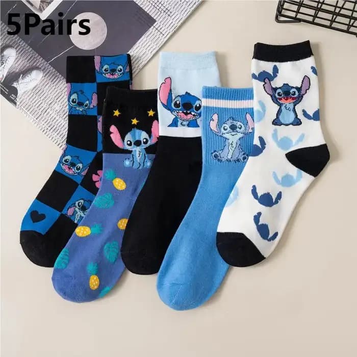 5 paires de chaussettes pour femmes, à la mode et tendance, mignonnes, motif de points de dessin animé, confortables et douces, décontractées pour l'extérieur