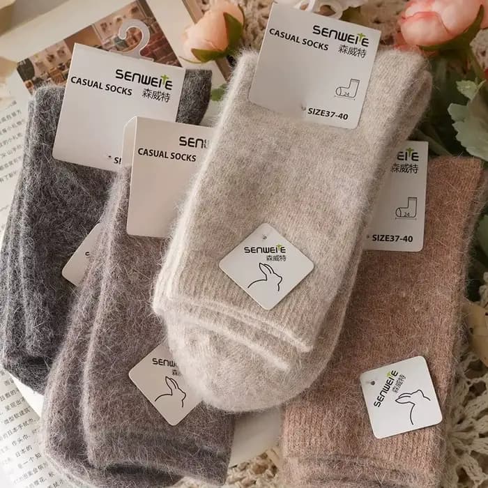 Chaussette loisirs cheville équipage floue automne hiver fourrure de lapin femmes mi-mollet épaissi chaud doux laine chaussettes 8W96