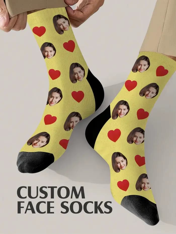 Chaussettes personnalisées avec Photo personnalisée pour Couple, cadeau d'anniversaire amusant pour