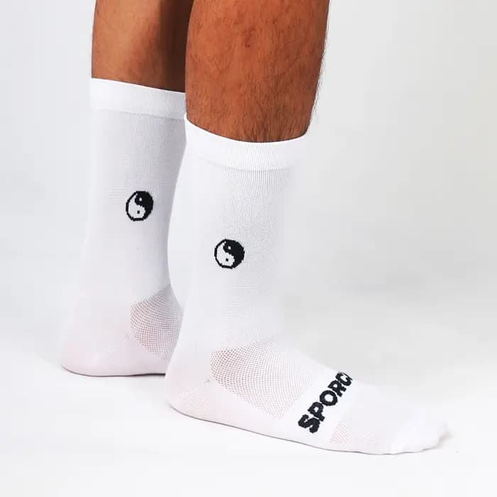 Sporcks Tai Chi Pattern Chinese Elements Chaussettes de cyclisme Printemps et été Chaussettes de cyclisme sur route pour hommes et femmes, tendance, respirantes, hautement élastiques, résistantes à l'